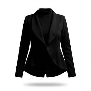 Fashion Nova Black Fitted Blazer Size L 95% Polyester 5% Spandex Tailored Chic